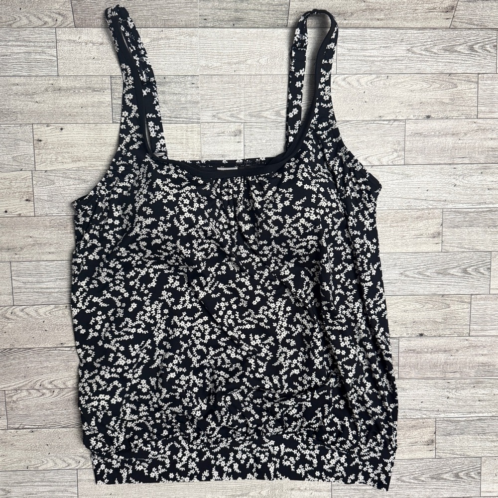 Lascana For Venus‎ Oversized Takini Top Women’s Size 10 Black & White Flowers